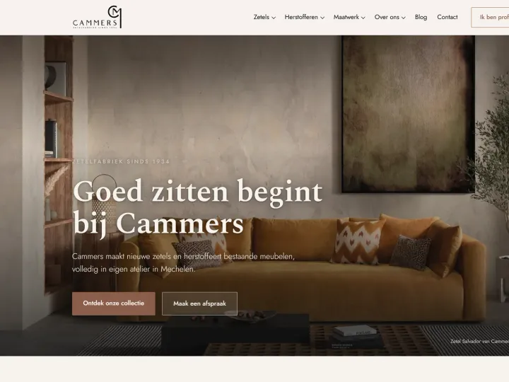 De homepage van de nieuwe Cammers-site