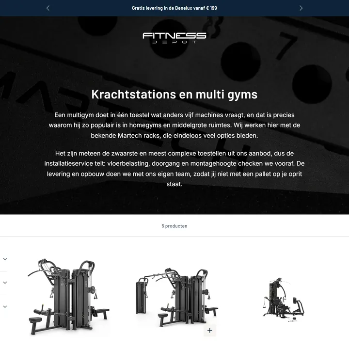 De collectie krachtstations en multi gyms