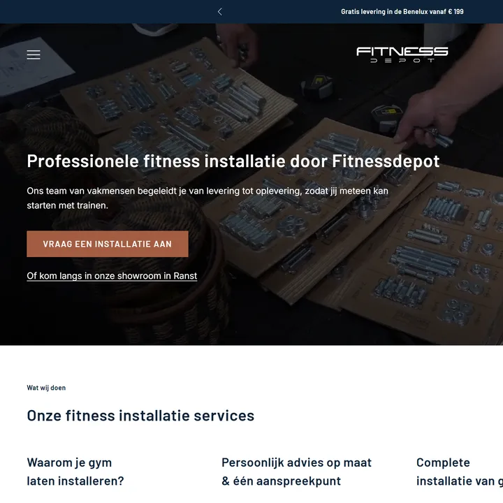 De pagina over installatie door het eigen team van Fitnessdepot