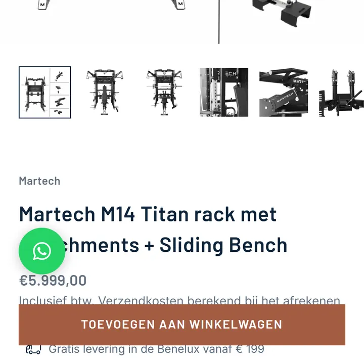Een productfiche op een smartphone, met de knop naar het winkelmandje