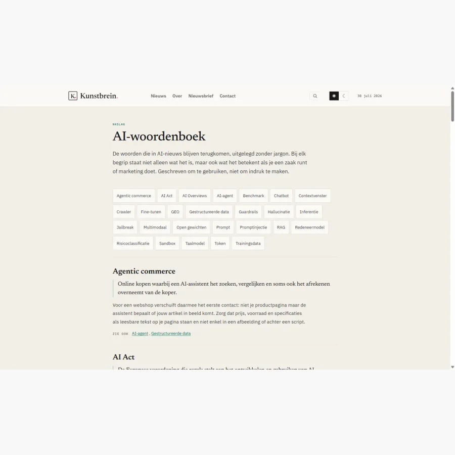 Het AI-woordenboek van Kunstbrein met begrippen uitgelegd voor ondernemers