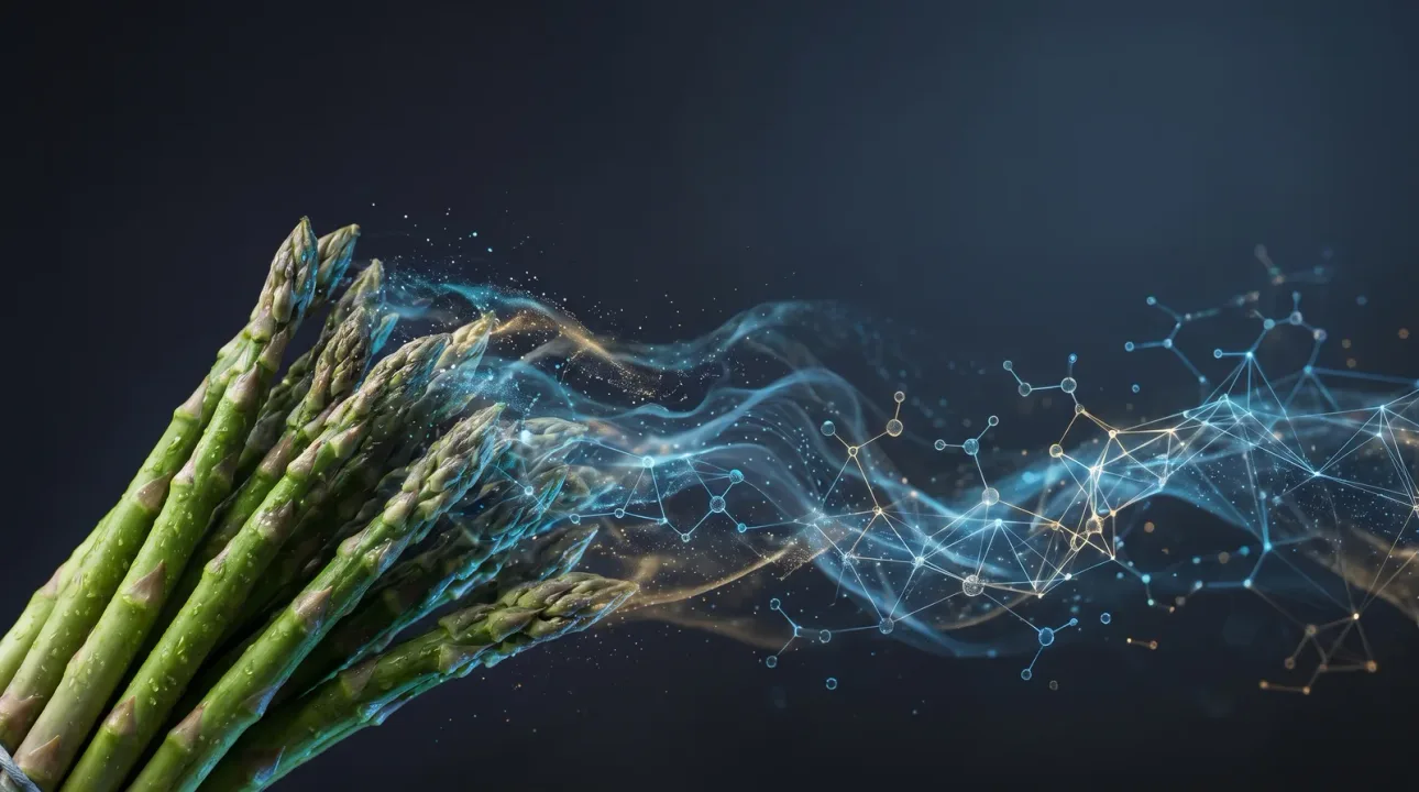 AI-render van asperge met moleculaire structuren voor ETAS